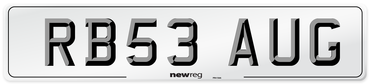 RB53 AUG Number Plate from New Reg